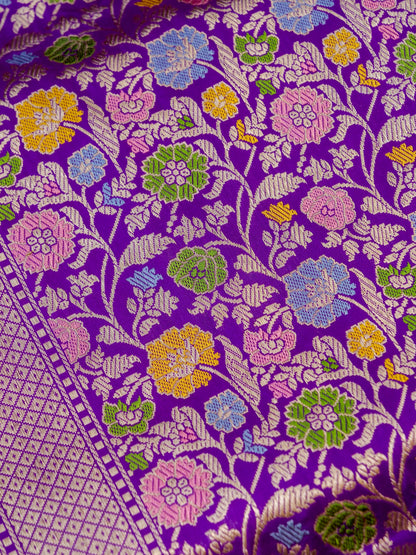 Banarasi Katan Silk Kadwa Meenakari Handloom Saree | Violet - Khinkhwab