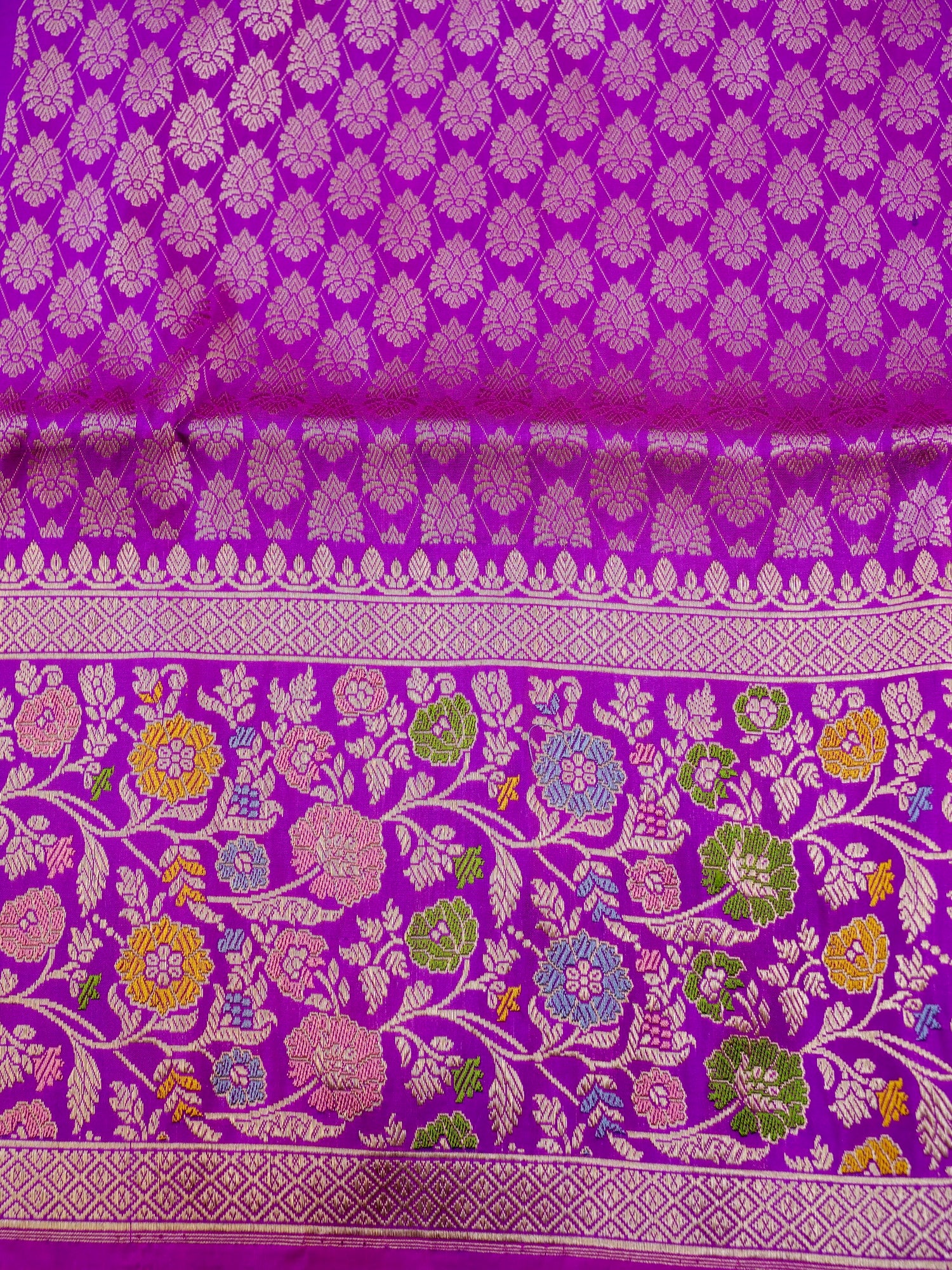 Banarasi Katan Silk Kadwa Meenakari Handloom Saree | Violet - Khinkhwab