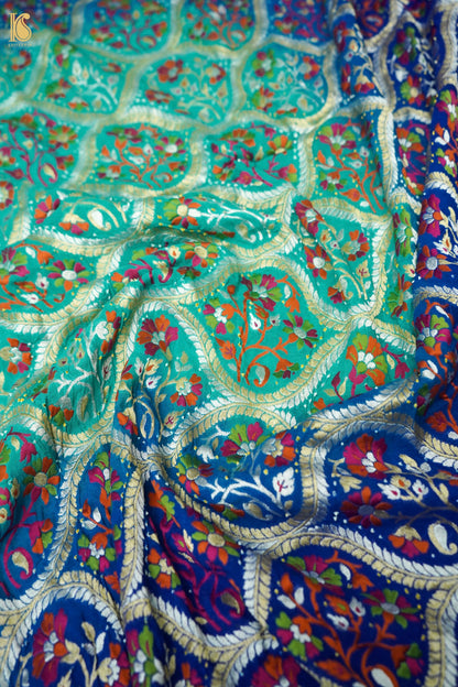 Georgette Banarasi Bandhani Meenakari Dupatta in Royal Blue Aqua