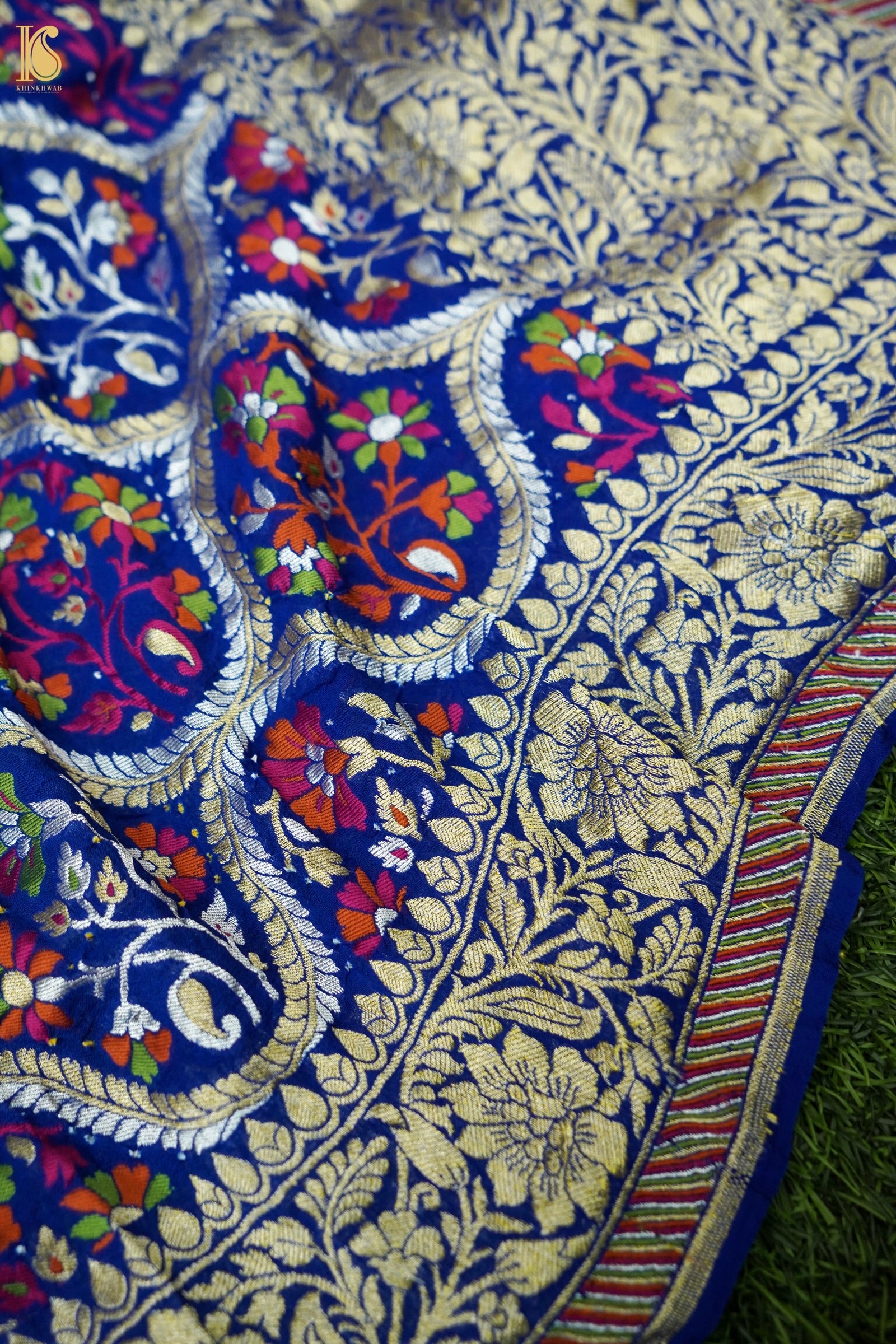 Georgette Banarasi Bandhani Meenakari Dupatta in Royal Blue Aqua