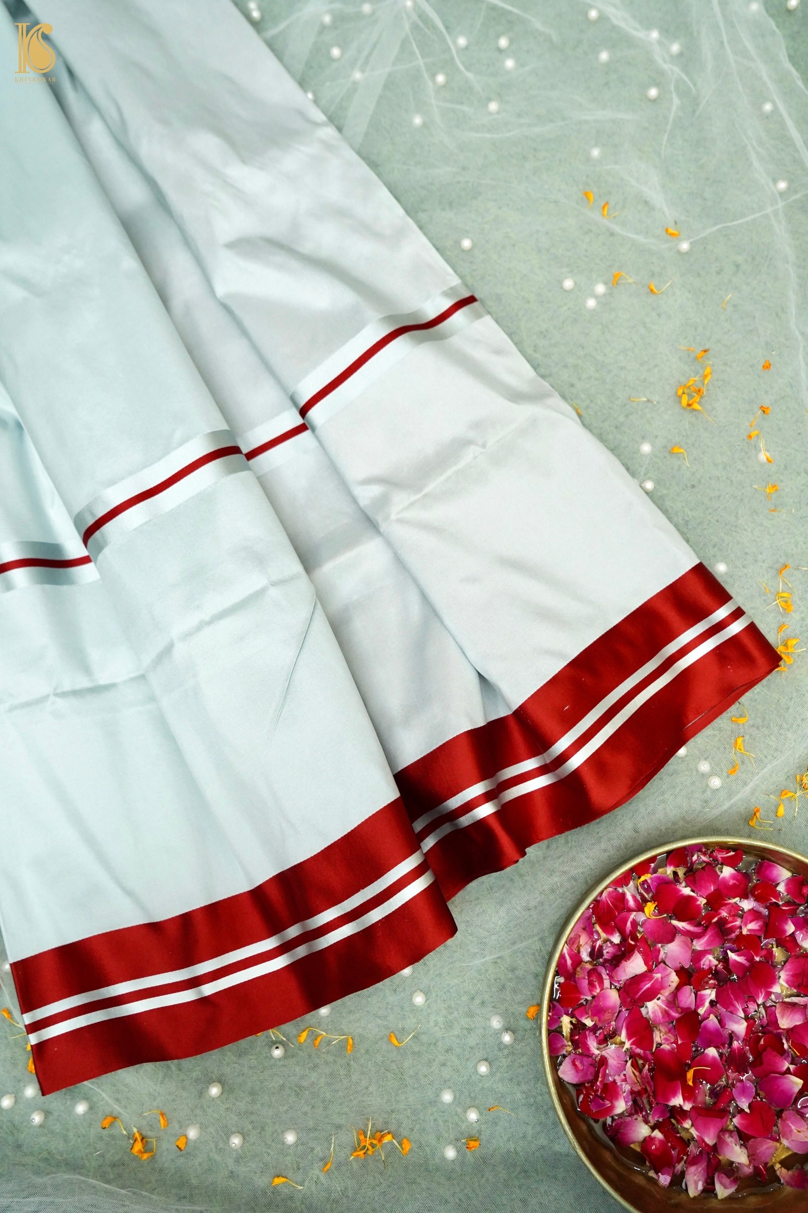 Handwoven Silver Grey Mashru Silk Banarasi Saree