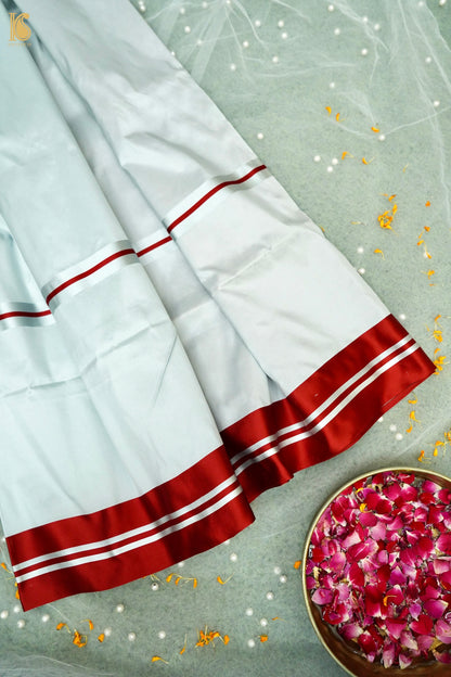 Handwoven Silver Grey Mashru Silk Banarasi Saree