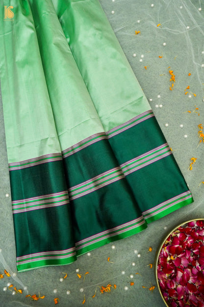 Handwoven Mint Green Mashru Silk Banarasi Saree