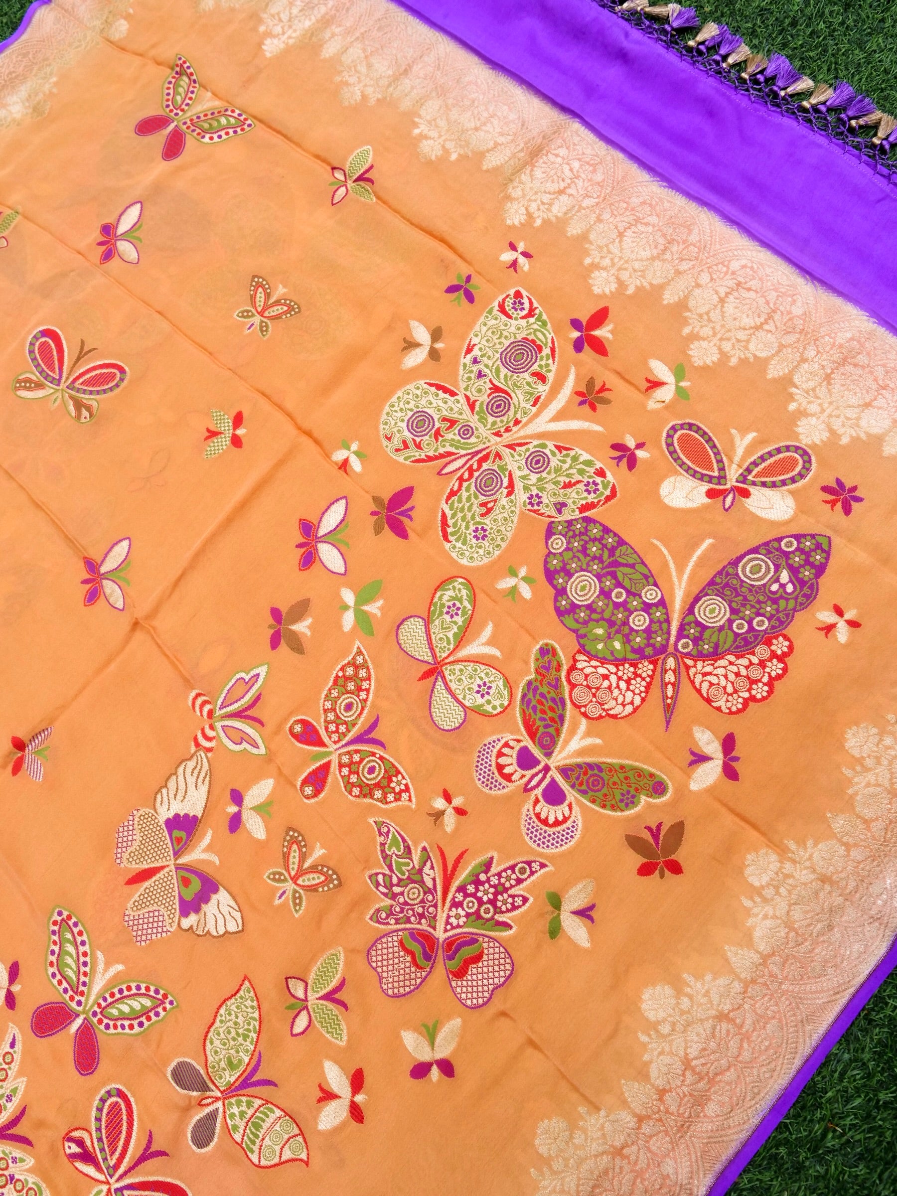 Palchhin | Handloom Banarasi Georgette Meenakari Butterfly Dupatta - Khinkhwab