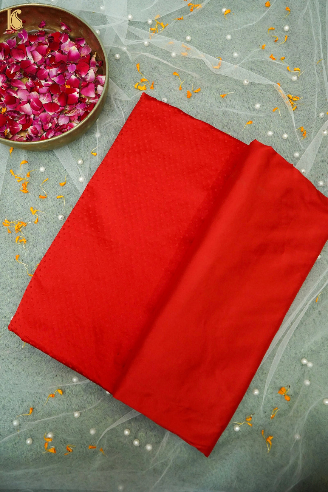 Handwoven Red Mashru Silk Banarasi Saree