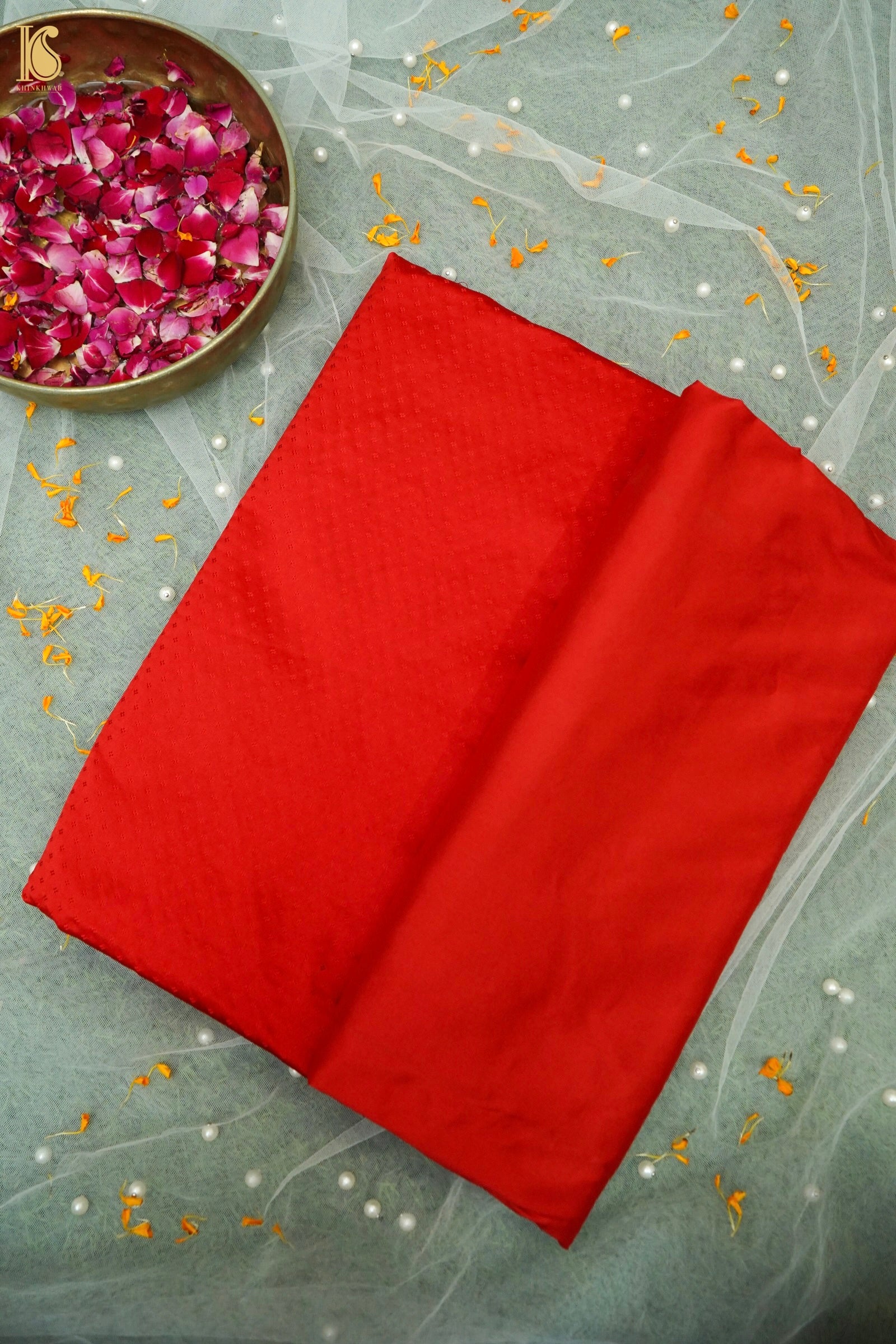 Handwoven Red Mashru Silk Banarasi Saree