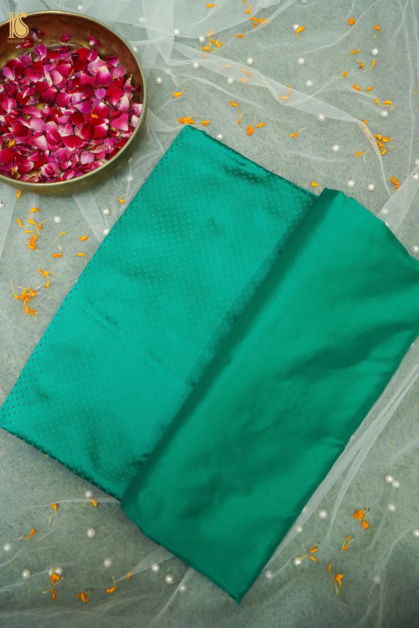 Handwoven Sea Green Mashru Silk Banarasi Saree