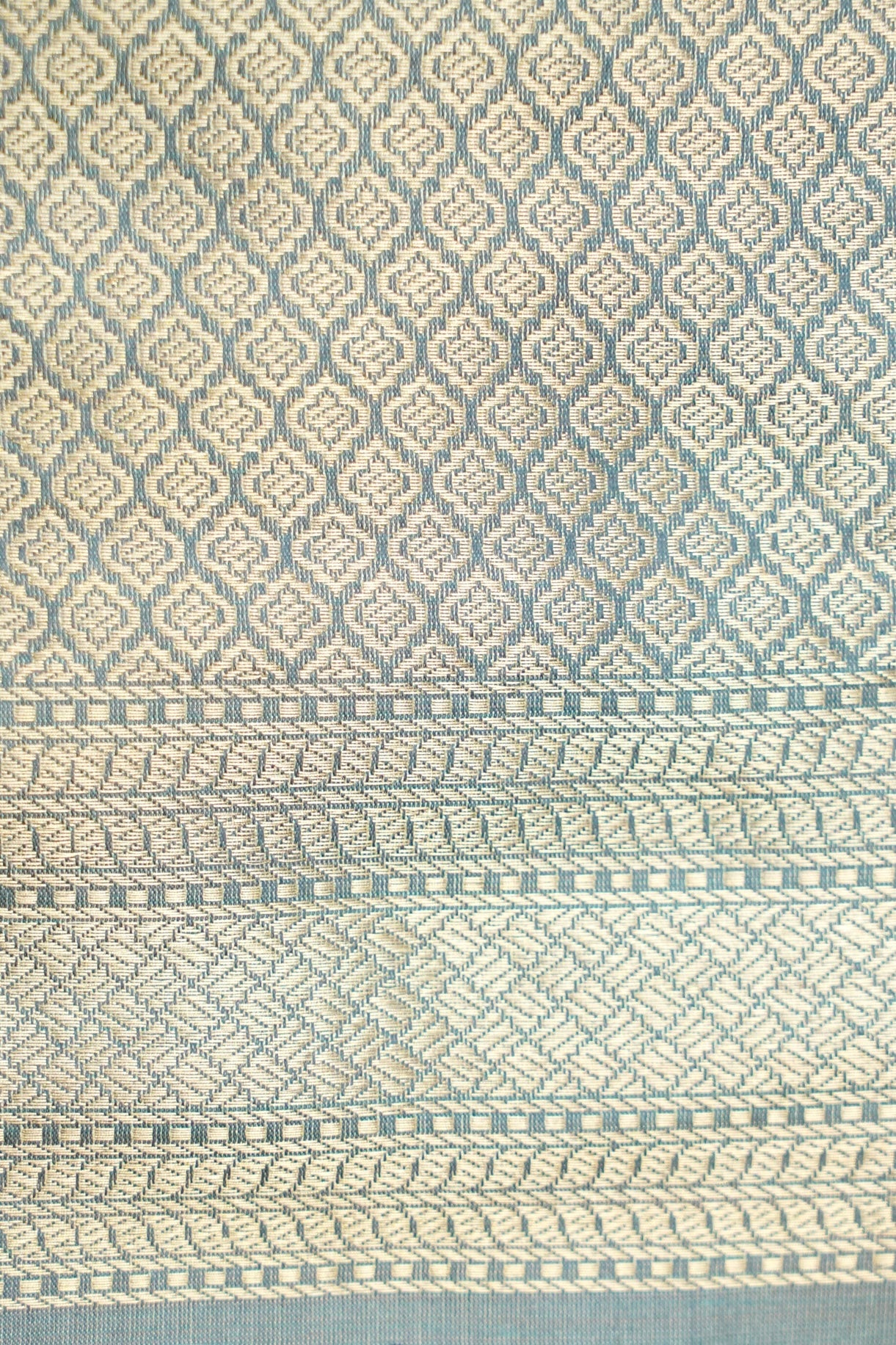 Katan Mashru Tanchoi Laharia Jaal Banarasi Saree in Slate Grey
