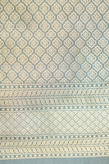 Katan Mashru Tanchoi Laharia Jaal Banarasi Saree in Slate Grey