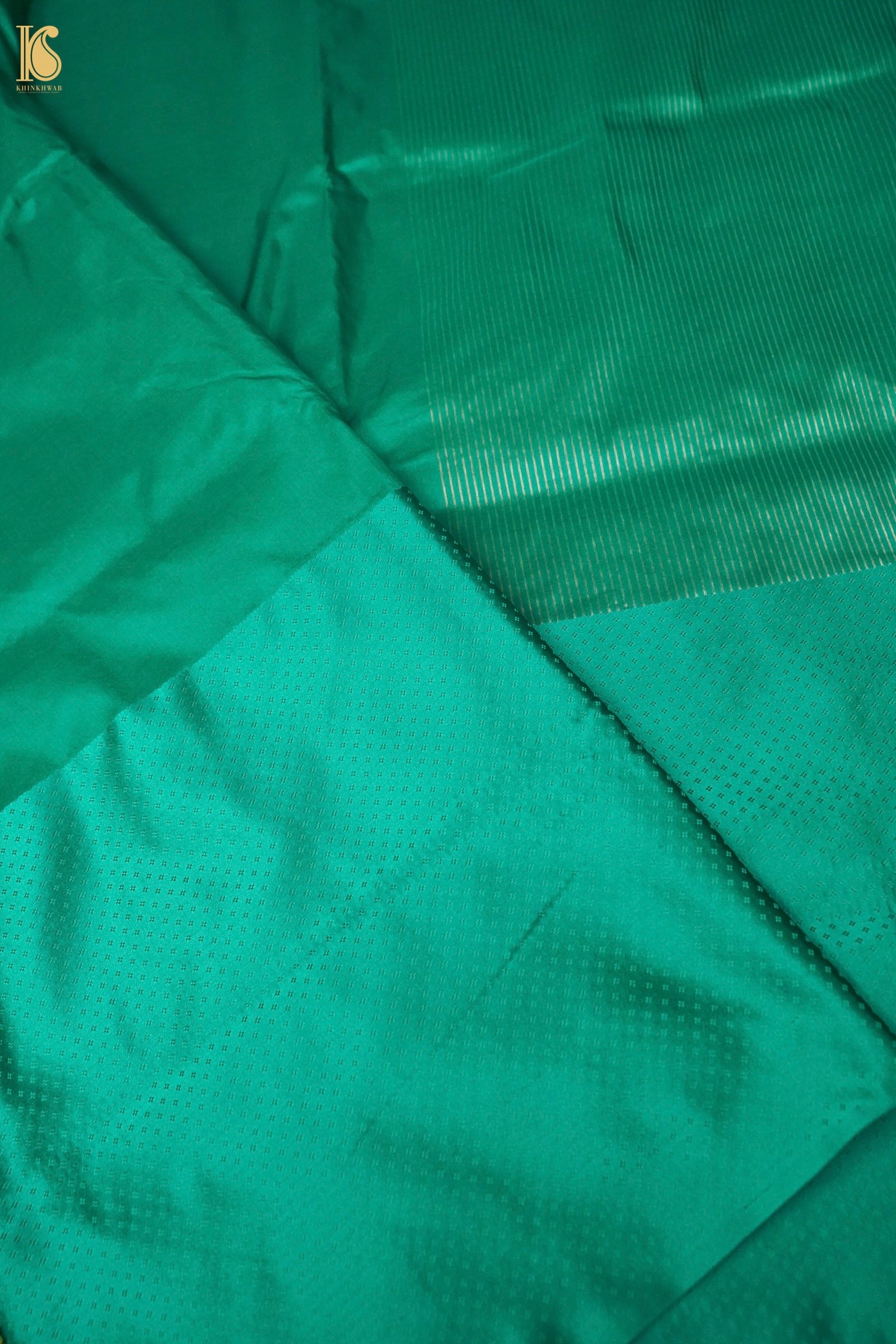 Handwoven Sea Green Mashru Silk Banarasi Saree