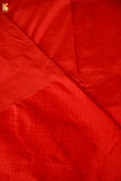 Handwoven Red Mashru Silk Banarasi Saree