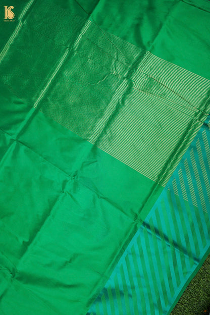 Handwoven Green Mashru Silk Banarasi Saree