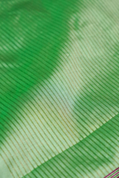 Handwoven Mint Green Mashru Silk Banarasi Saree