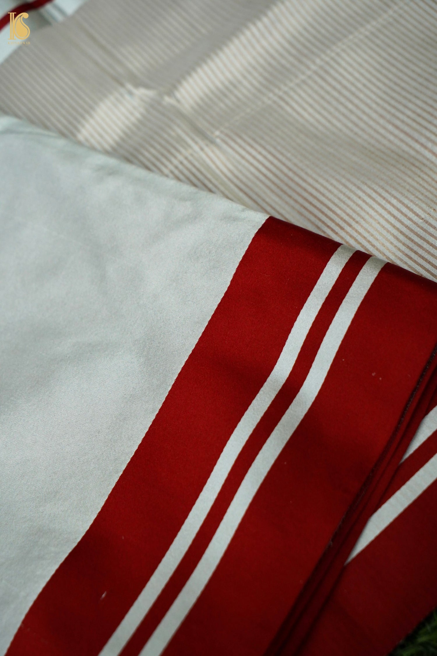 Handwoven Silver Grey Mashru Silk Banarasi Saree