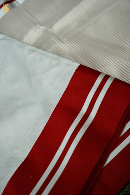 Handwoven Silver Grey Mashru Silk Banarasi Saree