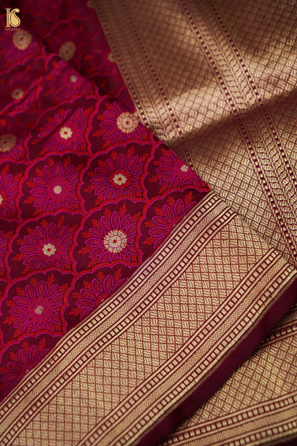 Katan Silk Meenakari Jaal Handwoven Banarasi Saree in Wine