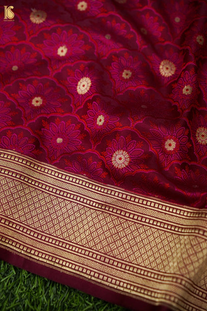 Katan Silk Meenakari Jaal Handwoven Banarasi Saree in Wine