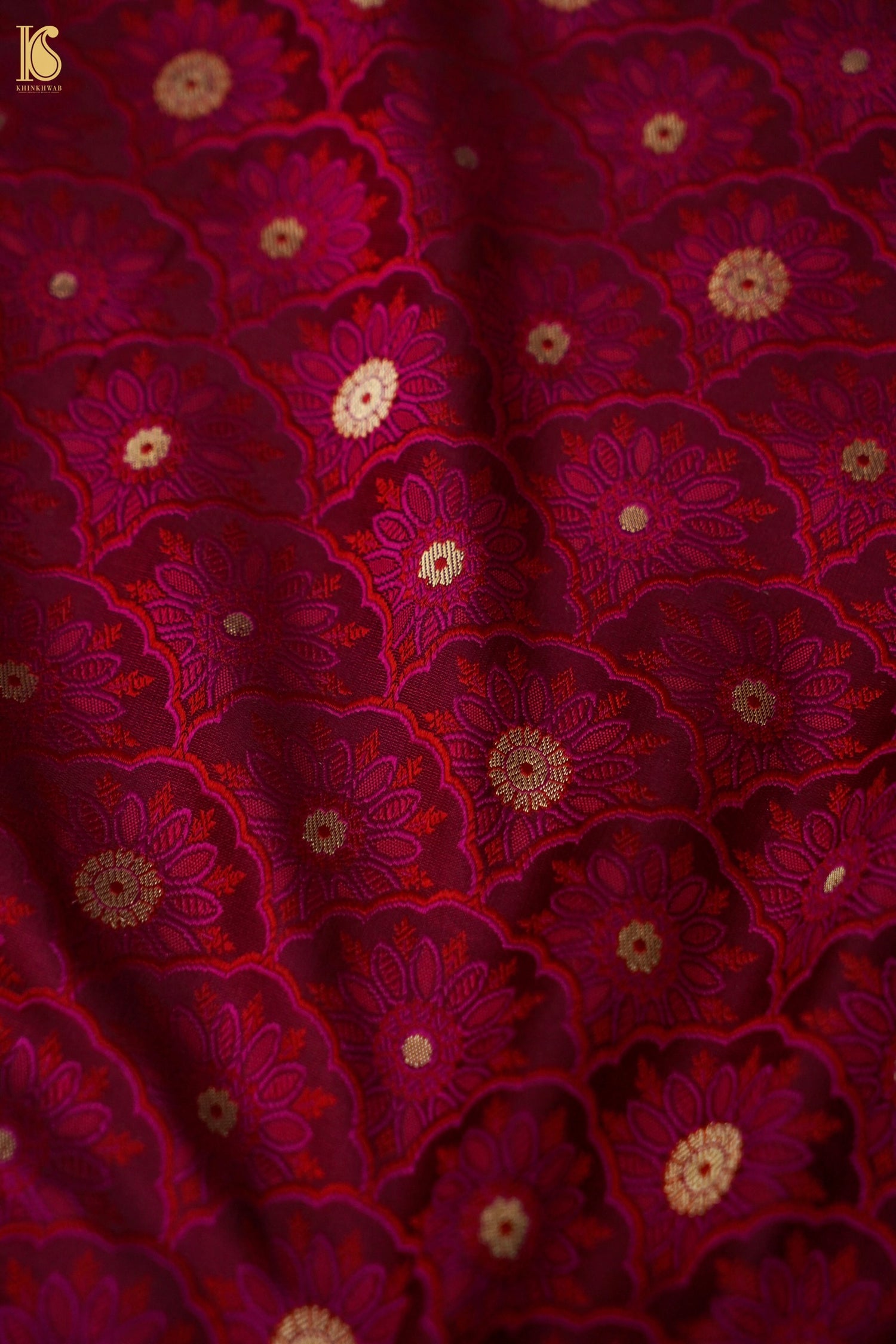Katan Silk Meenakari Jaal Handwoven Banarasi Saree in Wine