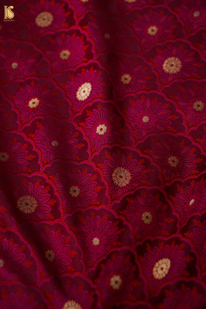Katan Silk Meenakari Jaal Handwoven Banarasi Saree in Wine