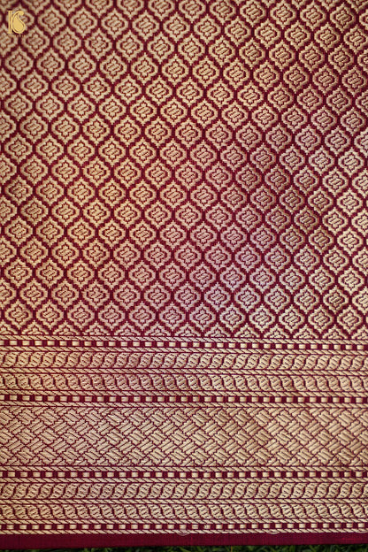 Katan Silk Meenakari Jaal Handwoven Banarasi Saree in Wine