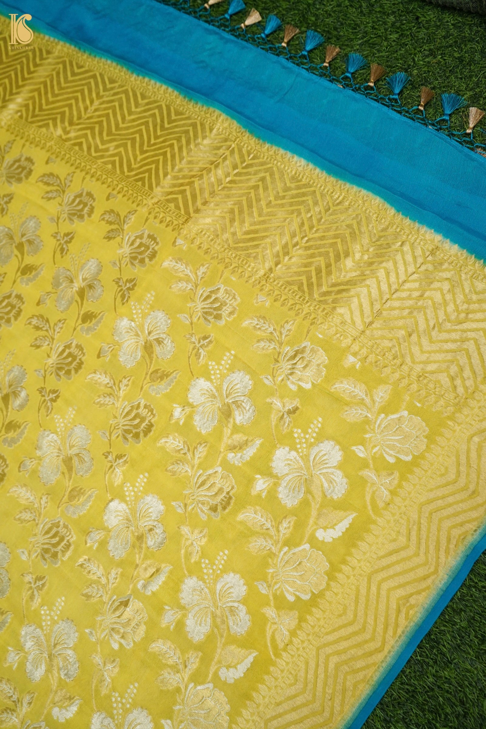 Banarasi Georgette Dahlia Dupatta in Yellow