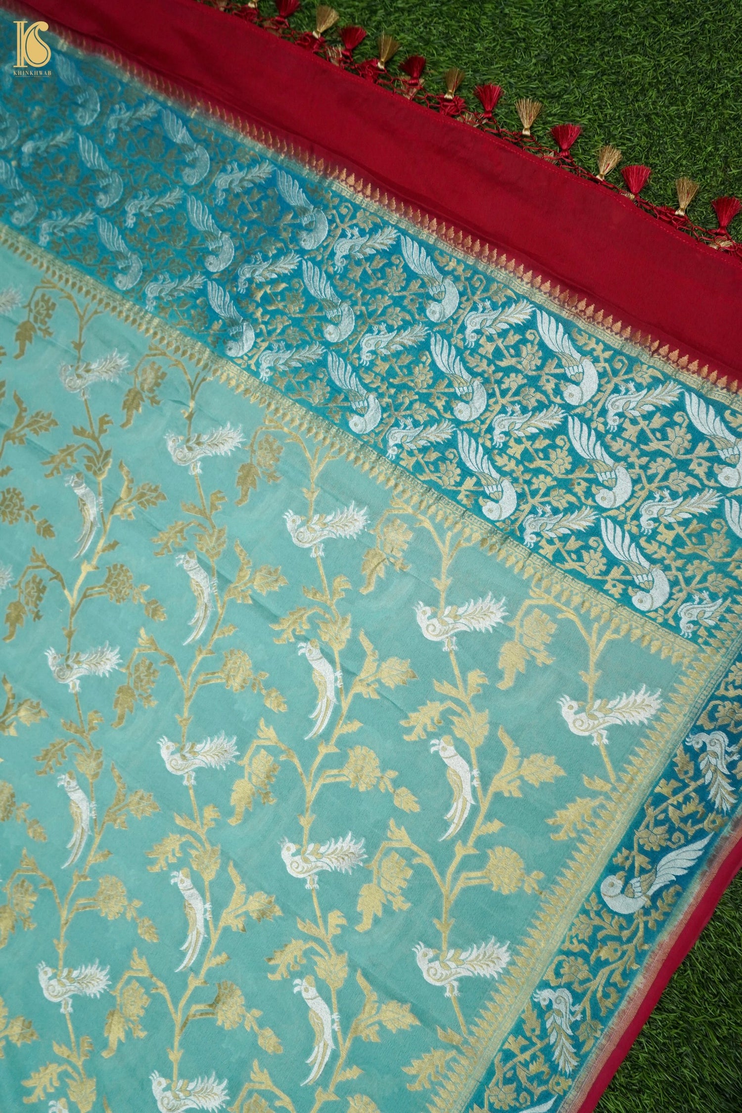 Banarasi Georgette Birds Dupatta in Blue