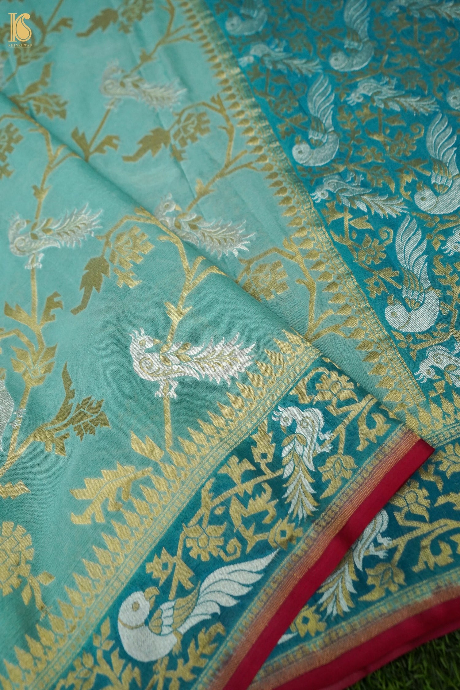 Banarasi Georgette Birds Dupatta in Blue
