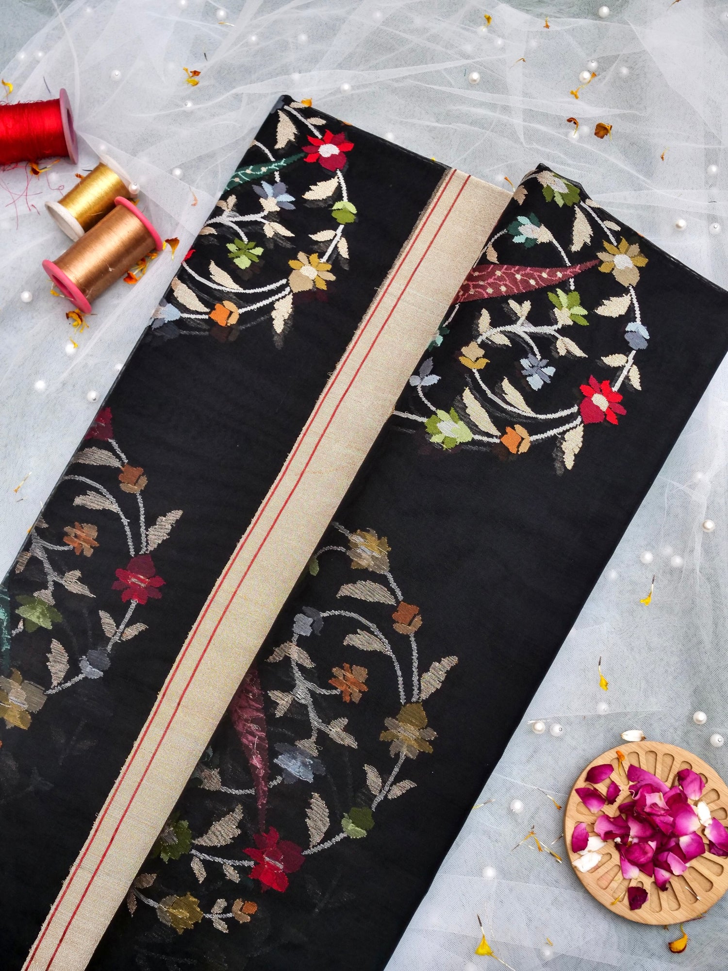 Handloom Banarasi Real Silver Zari Cotton Saree - Khinkhwab