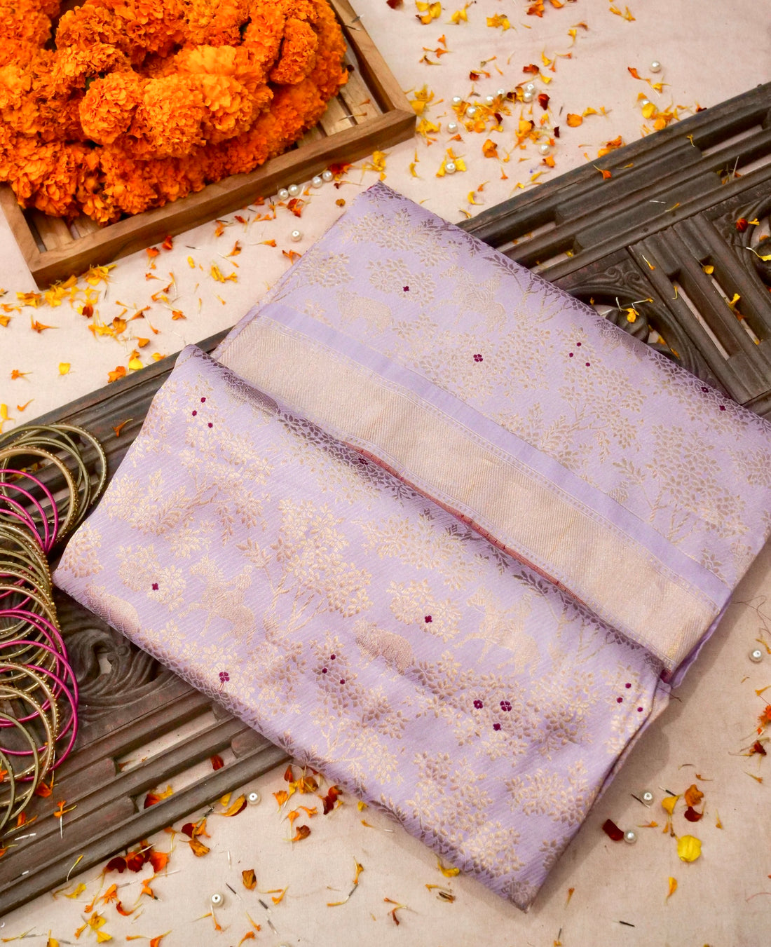 Handloom Banarasi Katan Silk Shikargah Jungle Saree - Khinkhwab