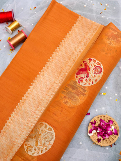 Handloom Banarasi Kora Silk Kadwa Meenakari Saree - Khinkhwab