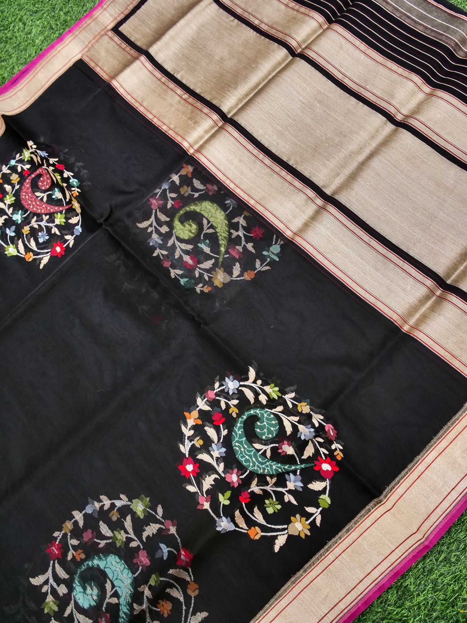 Handloom Banarasi Real Silver Zari Cotton Saree - Khinkhwab