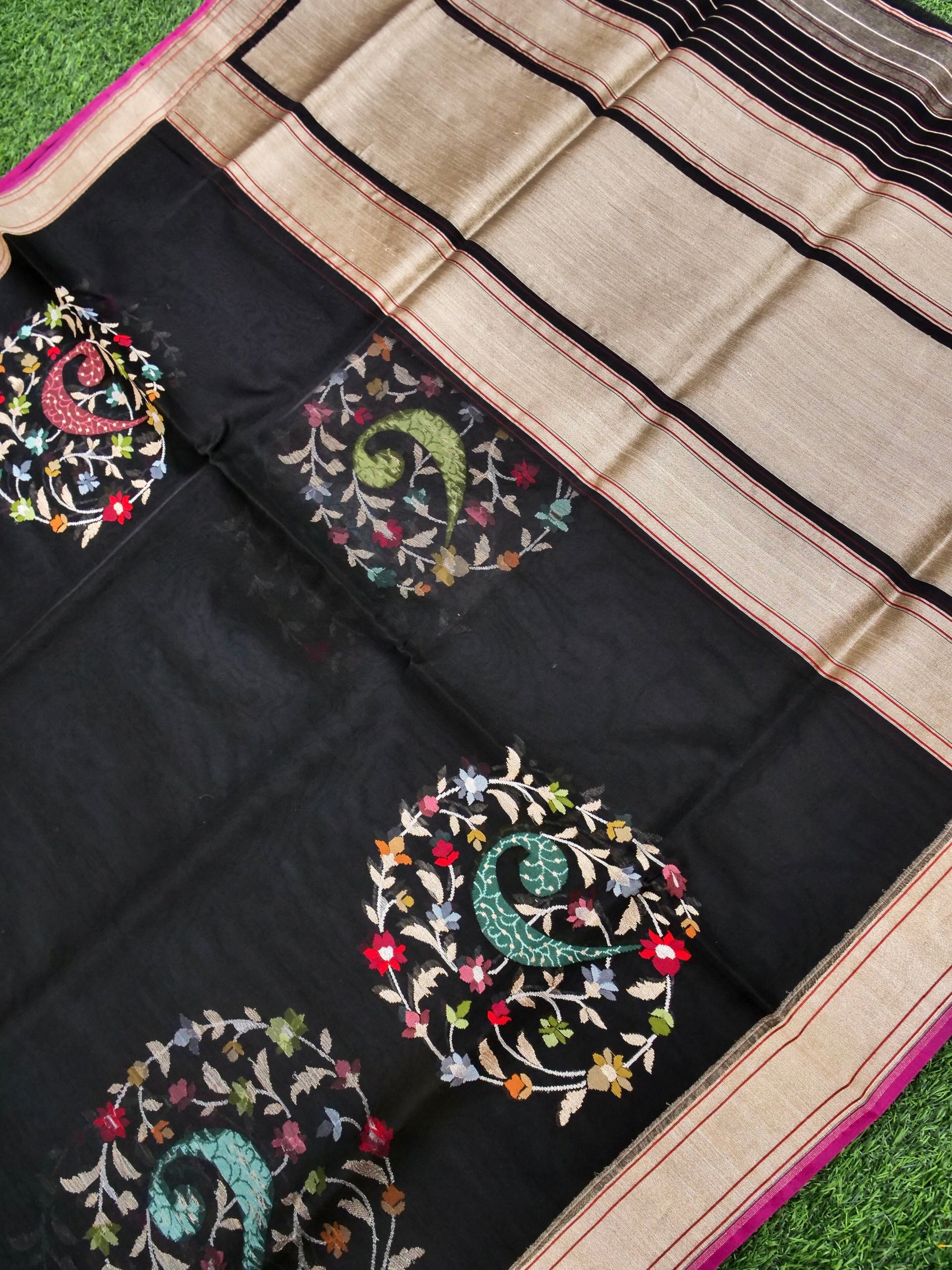 Handloom Banarasi Real Silver Zari Cotton Saree - Khinkhwab