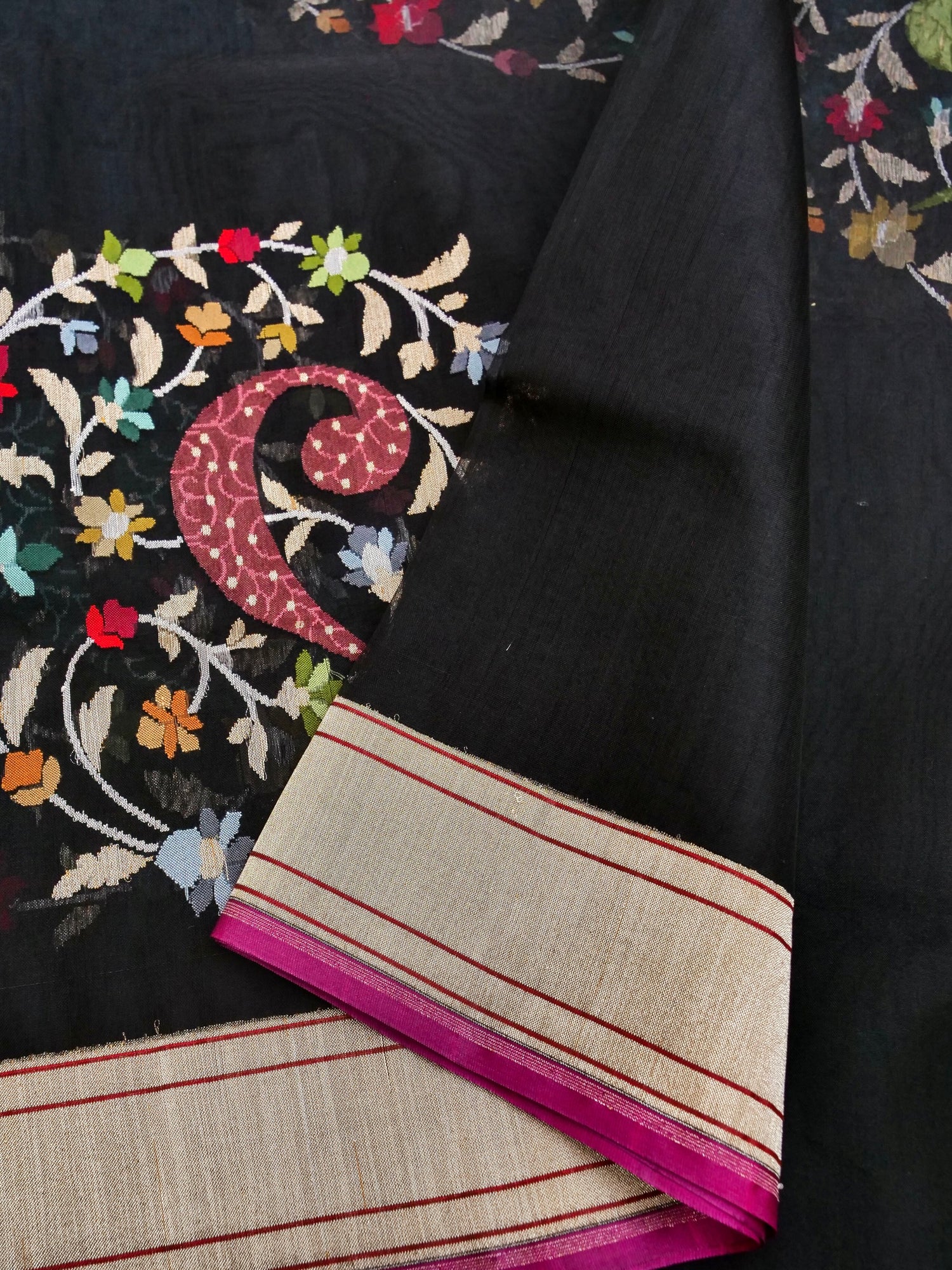 Handloom Banarasi Real Silver Zari Cotton Saree - Khinkhwab