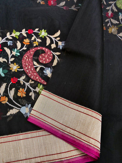 Handloom Banarasi Real Silver Zari Cotton Saree - Khinkhwab