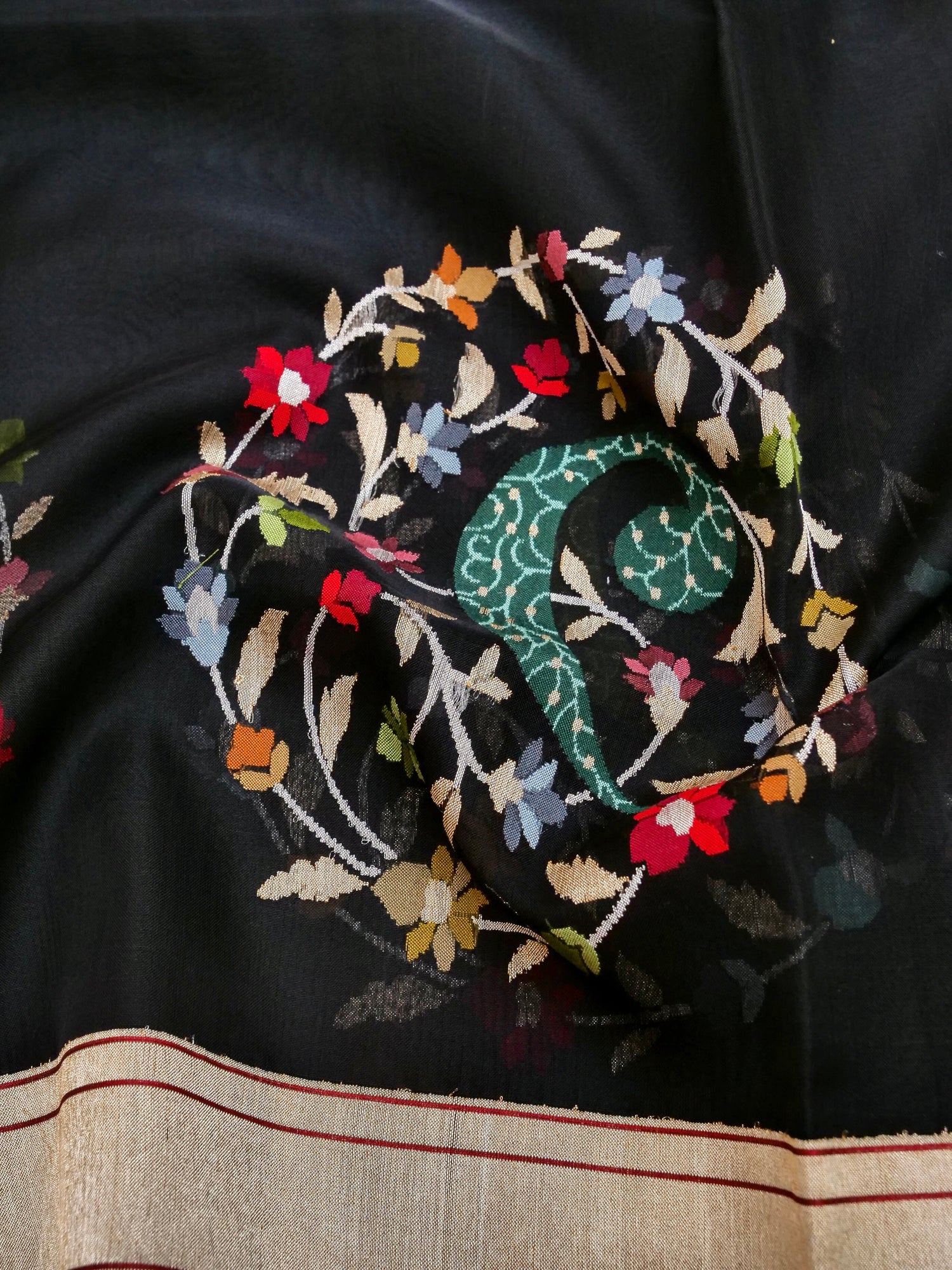 Handloom Banarasi Real Silver Zari Cotton Saree - Khinkhwab