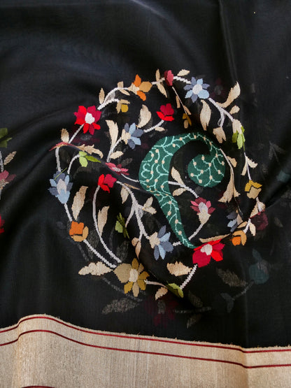 Handloom Banarasi Real Silver Zari Cotton Saree - Khinkhwab