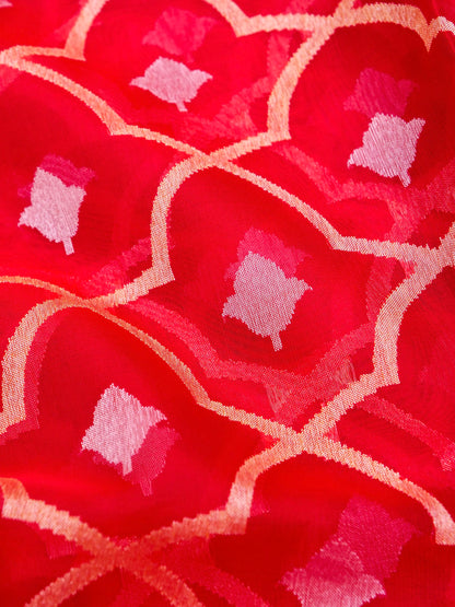 Handloom Banarasi Kora Silk Kadwa Jaal Saree