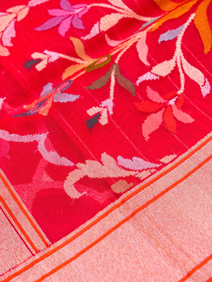 Handloom Banarasi Kora Silk Kadwa Jaal Saree