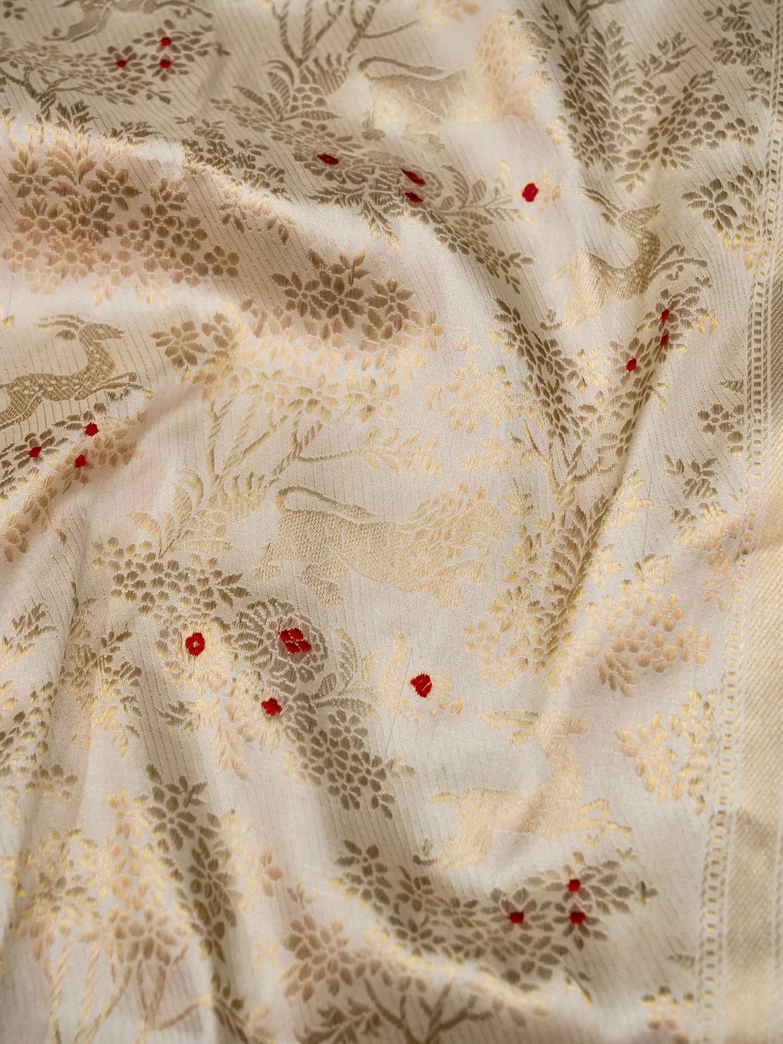 Handloom Banarasi Katan Silk Shikargah Jungle Saree - Khinkhwab