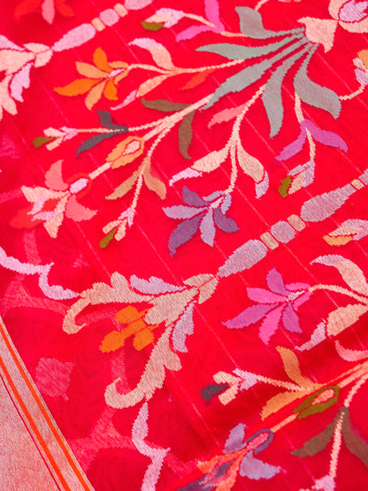 Handloom Banarasi Kora Silk Kadwa Jaal Saree