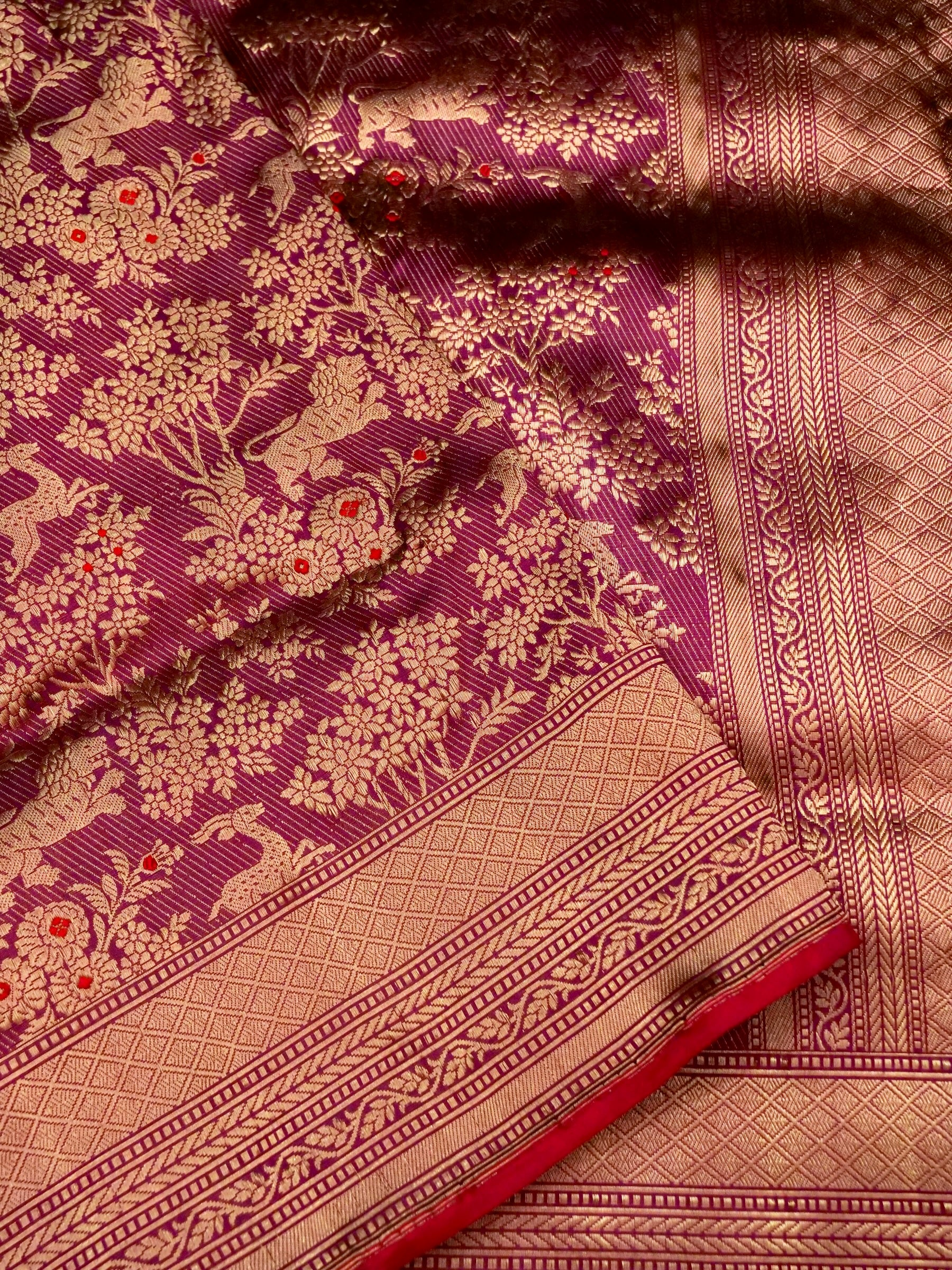 Handloom Banarasi Katan Silk Shikargah Jungle Saree - Khinkhwab