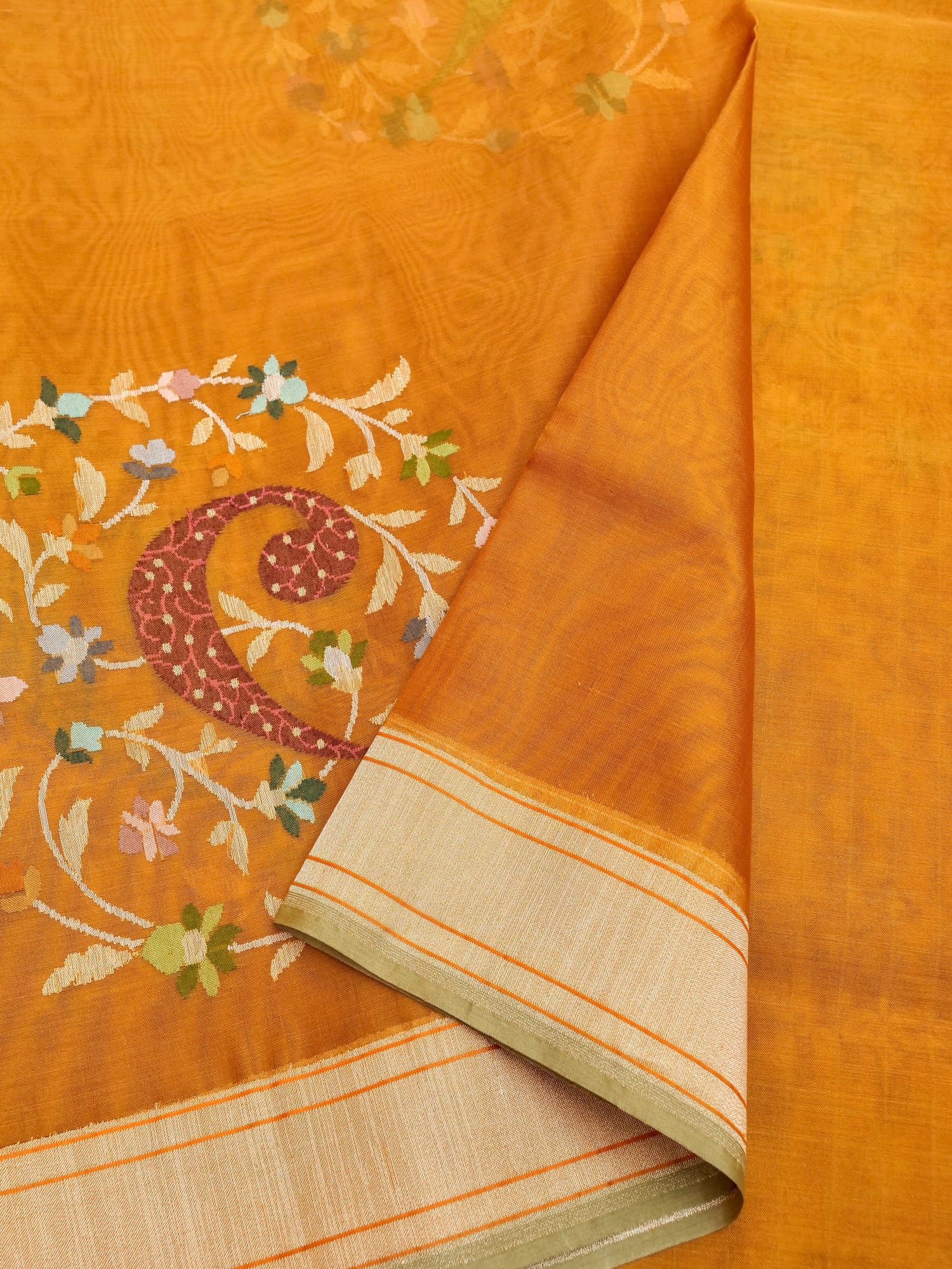 Handloom Banarasi Real Silver Zari Cotton Saree - Khinkhwab