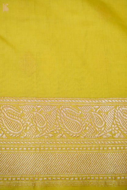 Cotton Kadwa Butidar Handwoven Banarasi Saree in Lemon Yellow