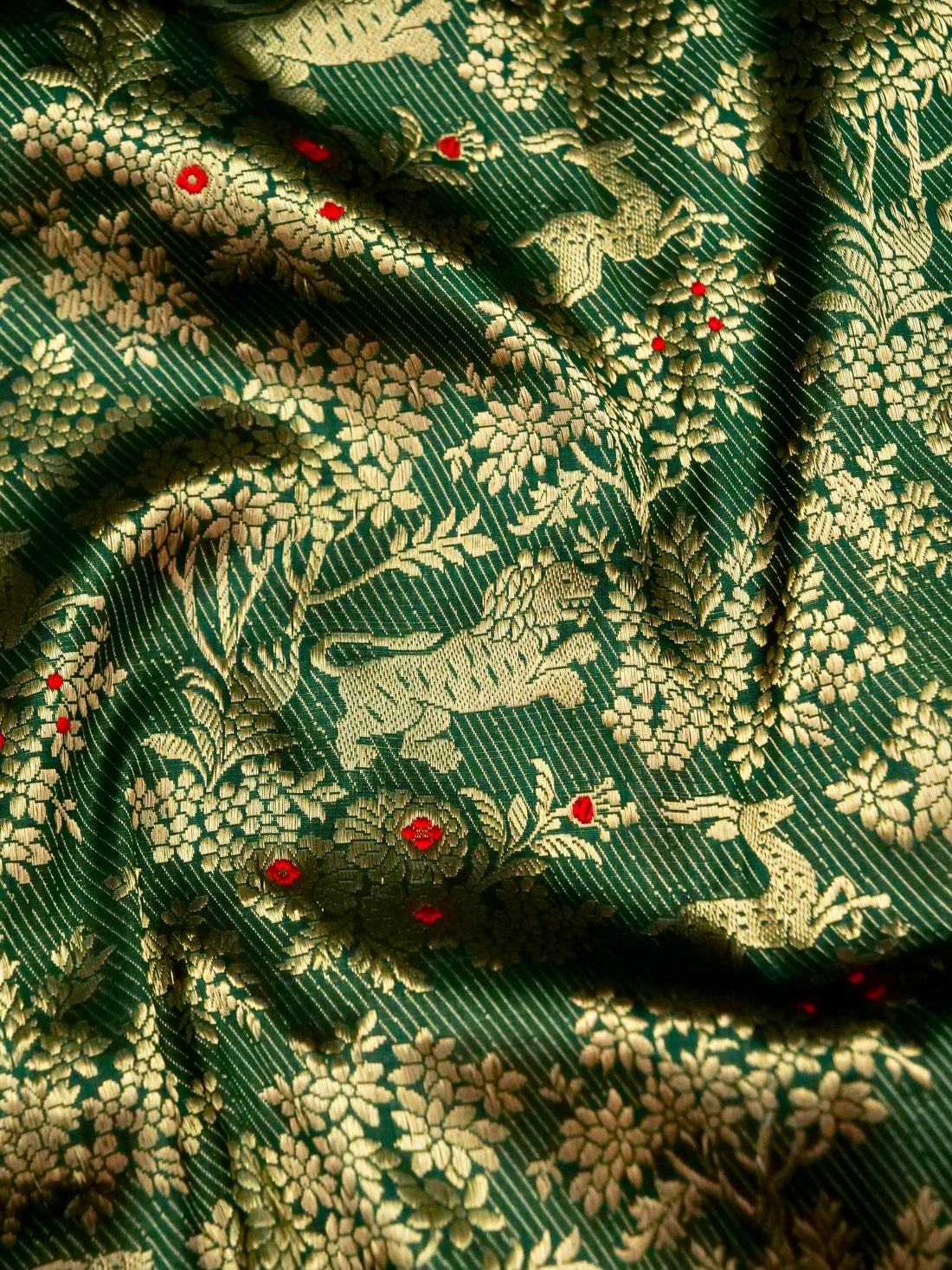 Handloom Banarasi Katan Silk Shikargah Jungle Saree - Khinkhwab