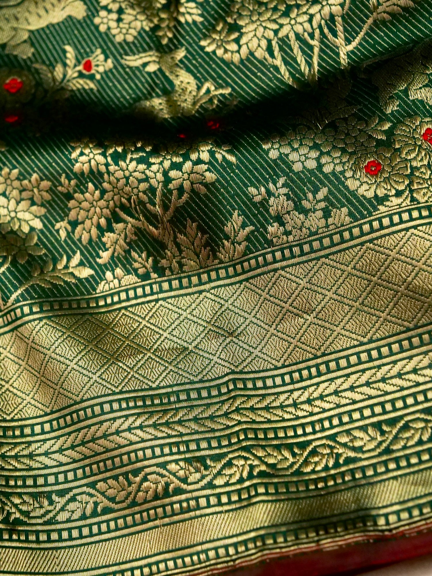 Handloom Banarasi Katan Silk Shikargah Jungle Saree - Khinkhwab