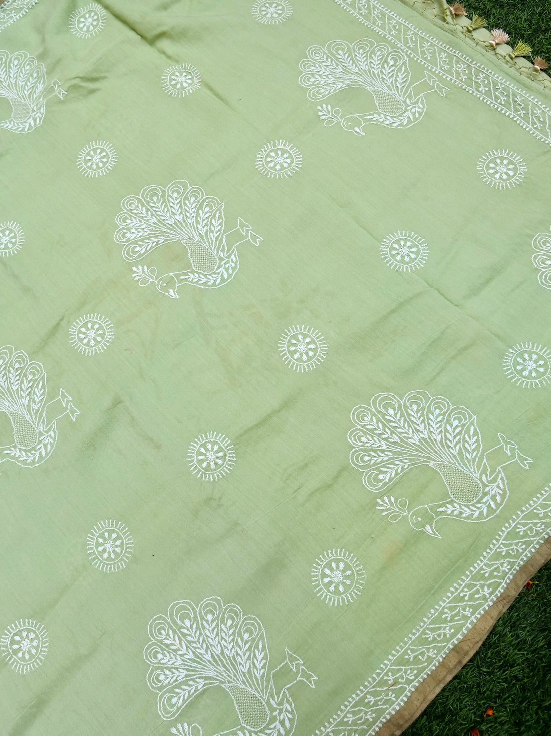 Chikankari Moonga Tussar Silk Saree - Khinkhwab