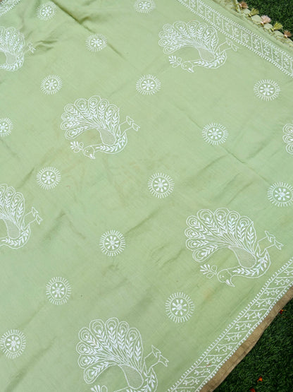 Chikankari Moonga Tussar Silk Saree - Khinkhwab