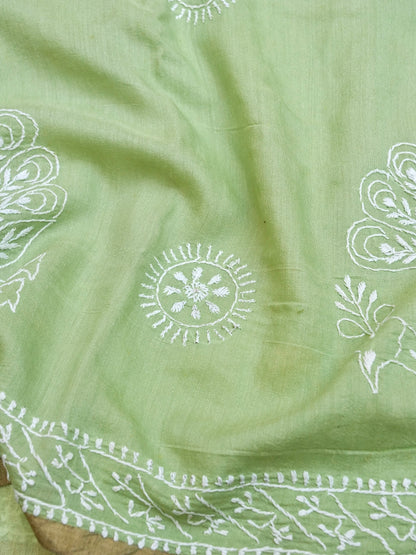 Chikankari Moonga Tussar Silk Saree - Khinkhwab