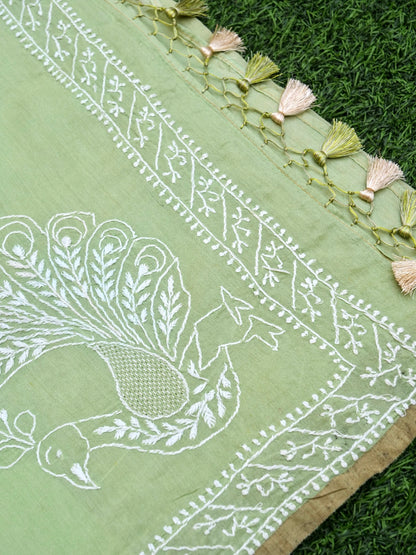 Chikankari Moonga Tussar Silk Saree - Khinkhwab