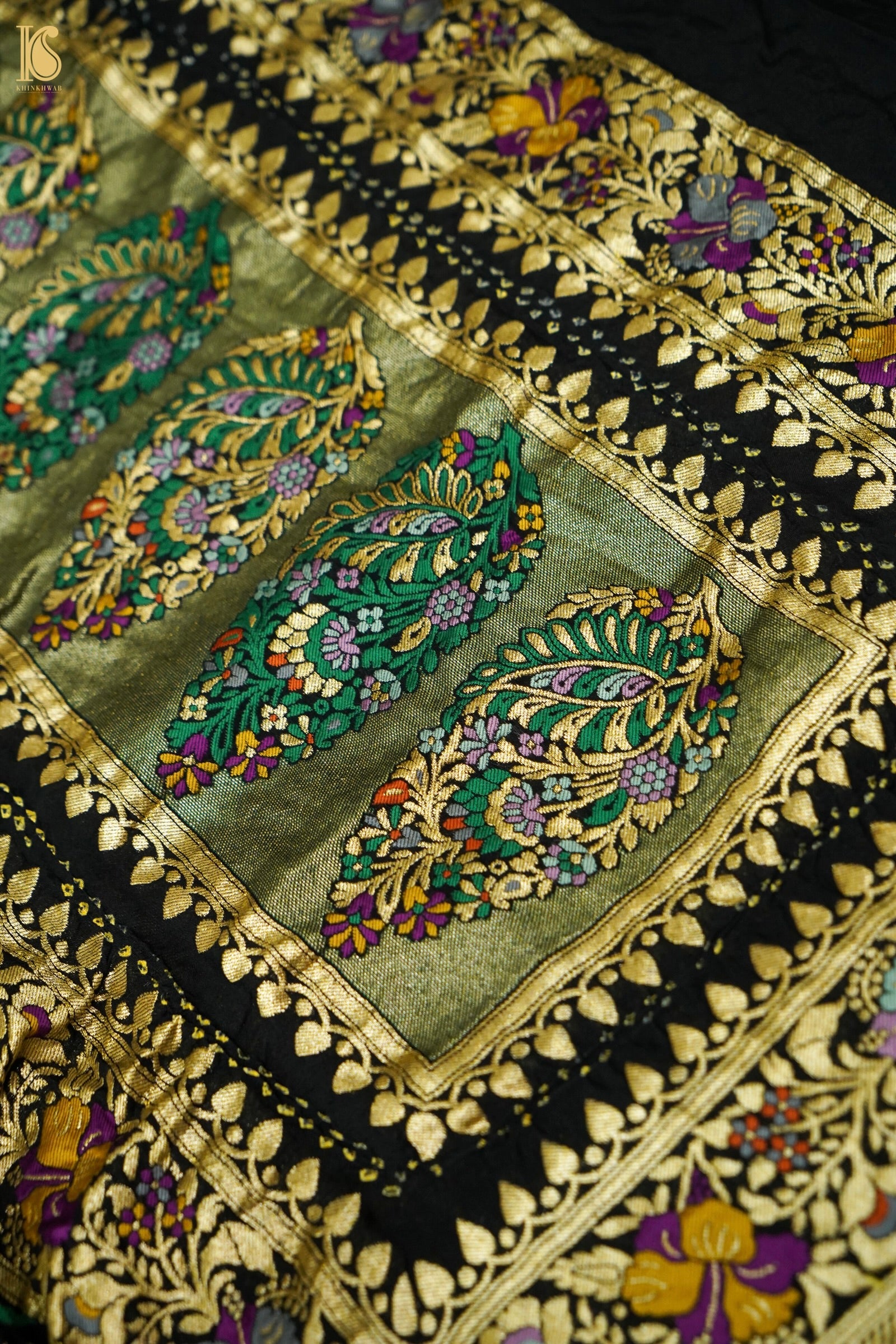 Georgette Banarasi Bandhani Floral Jaal Dupatta in Black